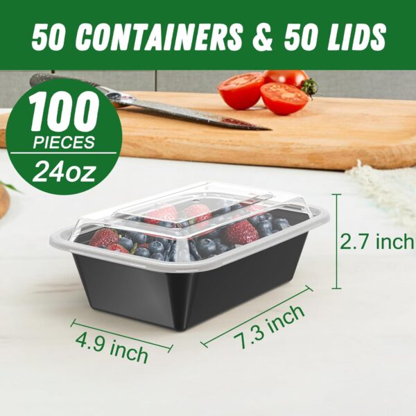 33%OFF: 50 Pack (100-Piece) 24 oz Meal Prep Containers Reusable - Image 2