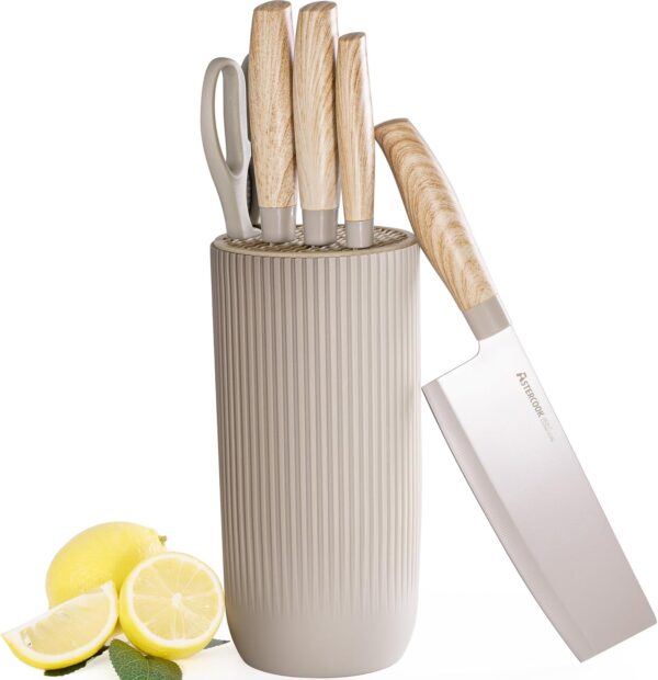 Apply $10 coupon Limited time deal"Knife Set, Astercook 6 Piece Khaki