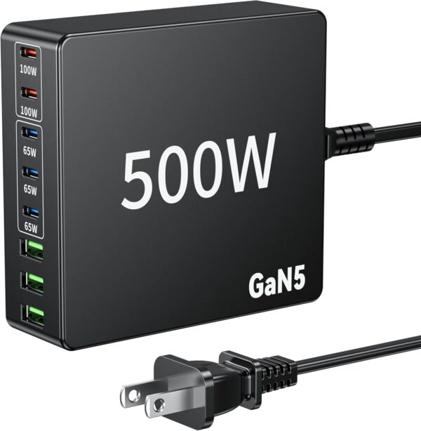 33%OFF: USB C Charger 500W Fast GAN Charger Block 8 Multi Port