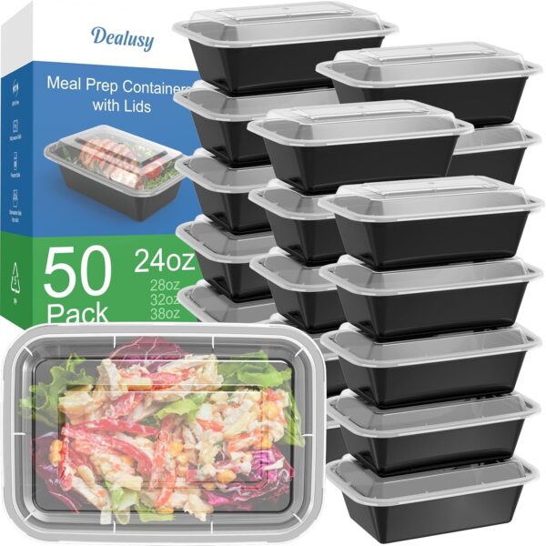33%OFF: 50 Pack (100-Piece) 24 oz Meal Prep Containers Reusable