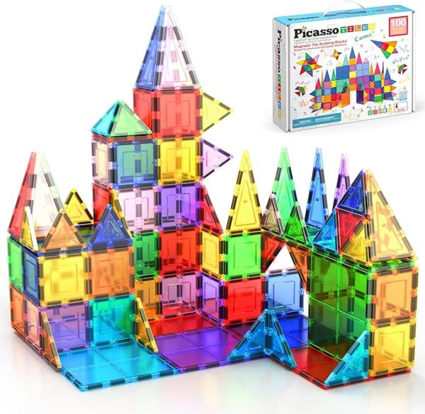 40%OFF Limited time deal"PicassoTiles 100 Piece Set 100pcs Magnet Building Tiles Clear Magnetic 3D Blocks